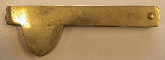 Brass fleam marked No.6 Norfolk St. Sheffield on one blade and Joseph Rogers and Sons on another.  This would date the piece to c1820.