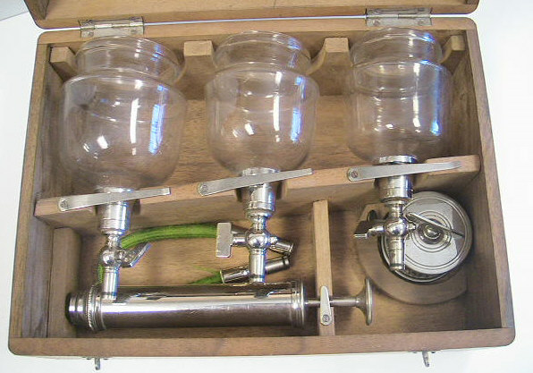 Late 19th century or very early 20th century french cupping set.  Note the very simple design, the lack of attention to decoration and the switch towards clean lines and a more utilitarian item.  This item was probably manufactured very close to the decline of bleeding as a treatment thus the lack of wear to the item.