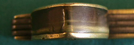 Three blade brass fleam inscribed Geo Oliver Shields.  The blade basket is an unusual brown horn insert.  The mark BAM with an iron cross is that of Jonathan Sutton of Meadow Street in Sheffield England.