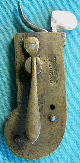 Wonderful archival brass spring lancet.  The form of this lancet is not unique.  What sets this item apart is the makers mark.  This item is marked Wiegand and Patchell.  This marks a collaboration between two makers never known to be in partnership.  John Wiegand and Thomas Snowden maintained a proliferative partnership in Philadelphia from 1824-1855.  The partnership dissolved and the partners began producing instruments independently.  The Wiegand line continued as Wiegand and Co in 1856, Lloyd Wiegand practiced in 1857 and1858.  This piece would represent an as of yet unreported union of these craftsmen from 1855-1859.