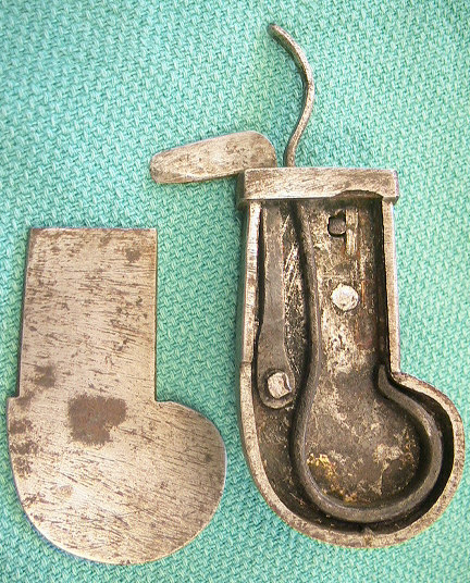 Iron-cased spring lancet.  German in origin c.1810-1840.