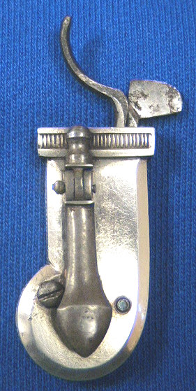 Beautiful silver cased bar release spring lancet.  The item is contained in a red leather case with gold trim.  The release is ornately tooled.  The inside of the case is marked Jackson Baltimore.  A similar item is seen on Bob Greenspan's site and is thought to have been  created by Samuel Jackson the silversmith.