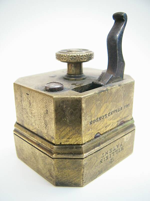 Brass 12 blade scarificator marked Miiliken patent, 161 Strand London.  This dates the piece to around 1846 in the firm run by John Milliken.